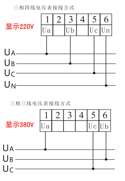 三相電壓表常用接法